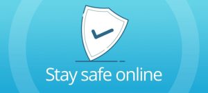 California user browsing internet safely with security shield, antivirus protection, and private browsing on laptop.