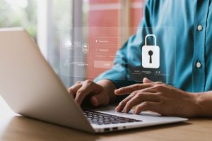 Laptop screen showing privacy settings and data protection options enabled