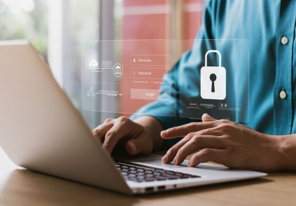 Laptop screen showing privacy settings and data protection options enabled