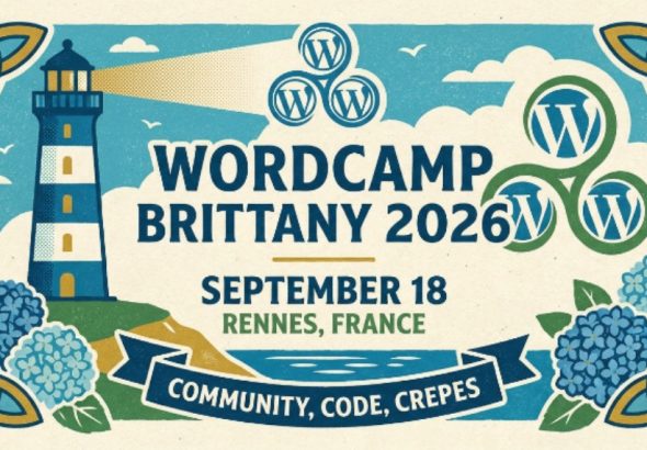 WordCamp Brittany 2026 event poster with September 18 date in Rennes France